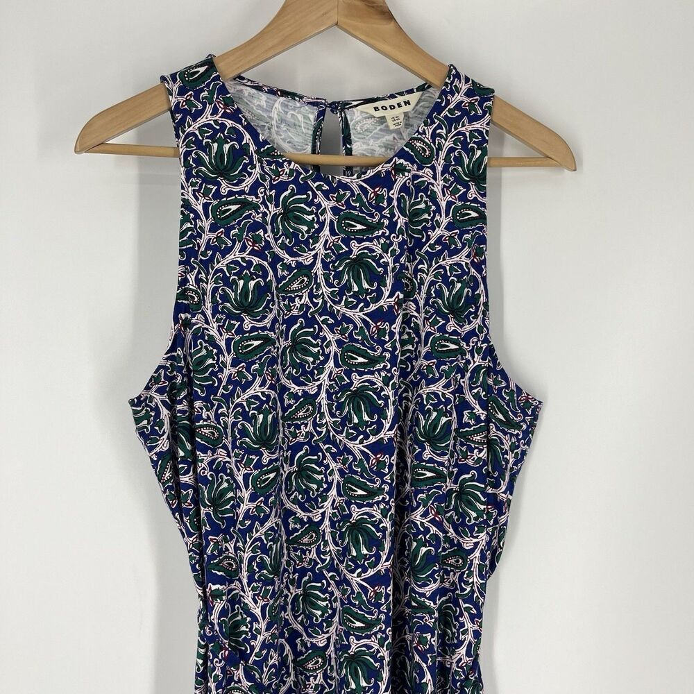 Boden Tank Dress Size 12 Long Swing Jersey High Neck Festival Sleeveless Print - Picture 2 of 9